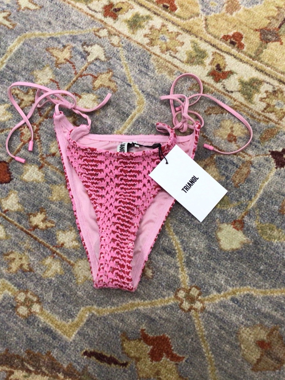 Triangl Pink Crochet Tie-Side Bikini Bottom